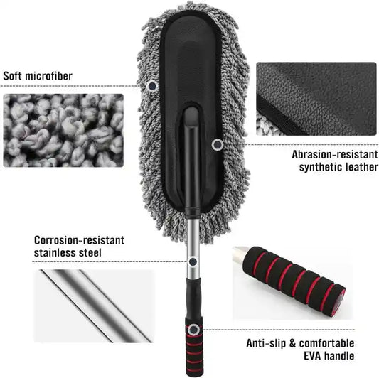 360° Extendable Soft Microfiber Cleaning Car Duster Brush