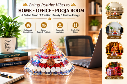 Premium 3D Crystal Pyramid Vastu Showpiece for Home & Office | Spiritual Decor & Gift