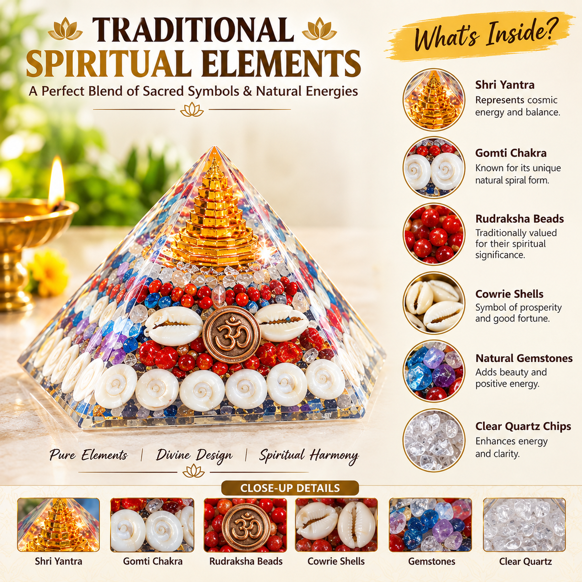 Premium 3D Crystal Pyramid Vastu Showpiece for Home & Office | Spiritual Decor & Gift